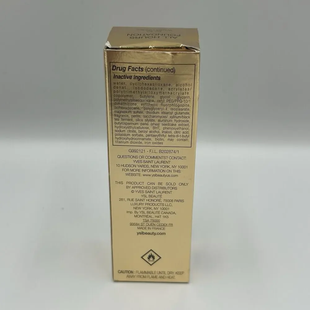 Yves Saint Laurent NEW All Hours Foundation SPF20 Make Up 25ml 0.84 fl oz Bottle